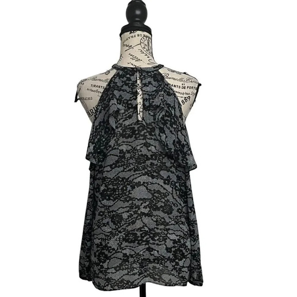 Michael Kors Women's Cold-Shoulder Halter Blouse Small Black/White) Classic - Picture 4 of 9